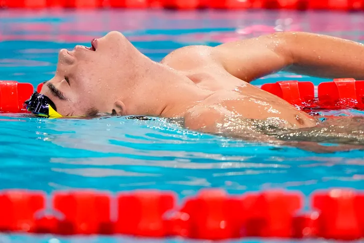 Kuzey Tuncelli (Turkey) in the men’s 1,500-meter freestyle preliminary heats during the Paris 2024 Olympic Summer Games on Aug. 3, 2024 at Paris La Défense Arena. Rob Schumacher, USA TODAY Sports