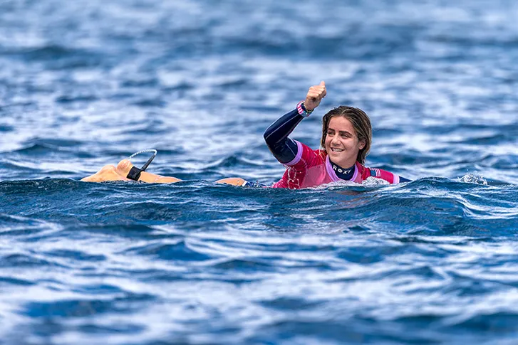 Caroline Marks wins gold for US in surfing final nail-biter