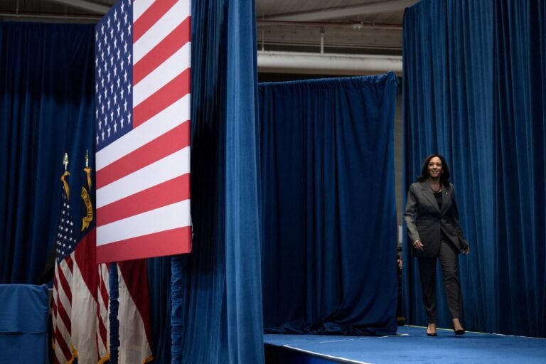 March 26, 2024 | Vice President Kamala Harris arrives to speak about healthcare during an event in Raleigh, North Carolina.